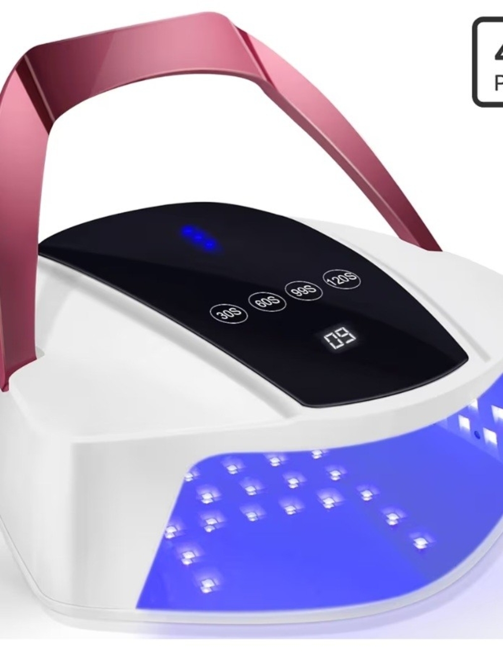 Pink Handle White LED Nail Lamp with Digital Timer